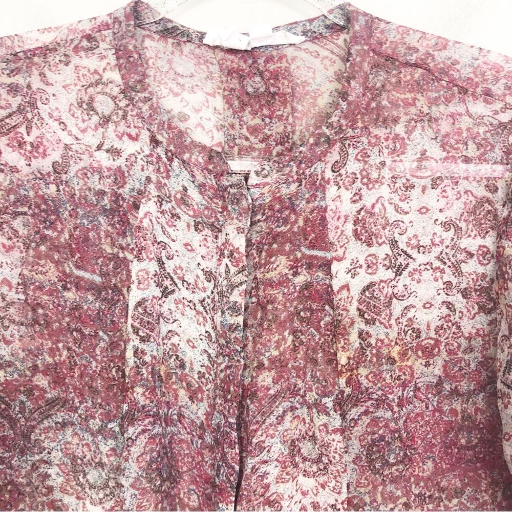 BCBGENERATION | Collarless Sheer Button Down Blou… - image 3